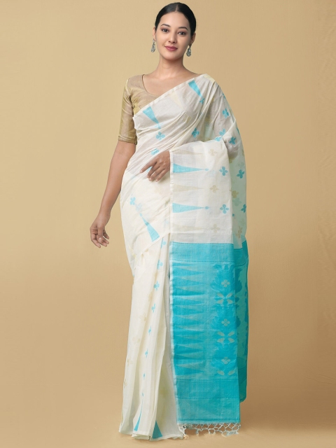 Unnati Silks Cream-Coloured & Blue Ethnic Motifs Bengal Pure Muslin Silk Jamdani Saree
Unnati Silks Cream-Coloured & Blue Ethnic Motifs Bengal Pure Muslin Silk Jamdani Saree