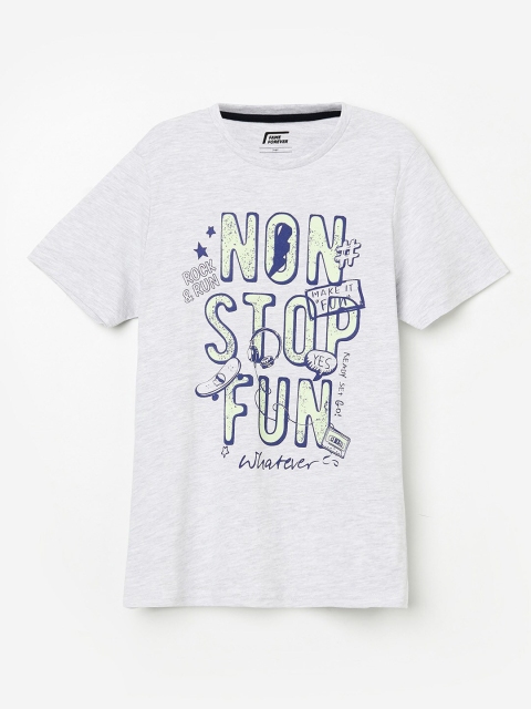 Fame Forever by Lifestyle Boys Grey Typography Printed T-shirt
