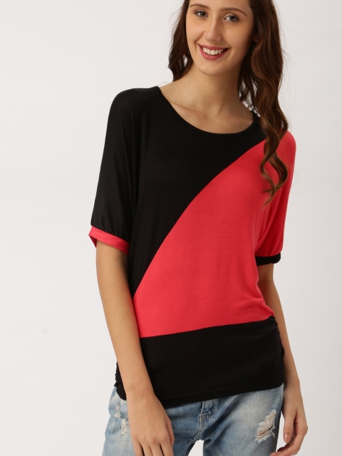 DressBerry Women Black Colourblocked Regular Top