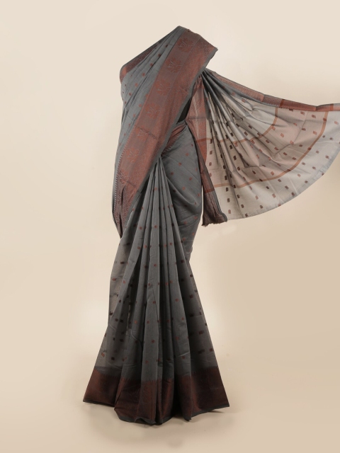 Pothys Grey & Brown Woven Design Saree