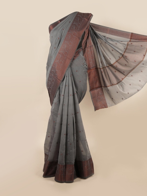 Pothys Grey & Brown Woven Design Saree
