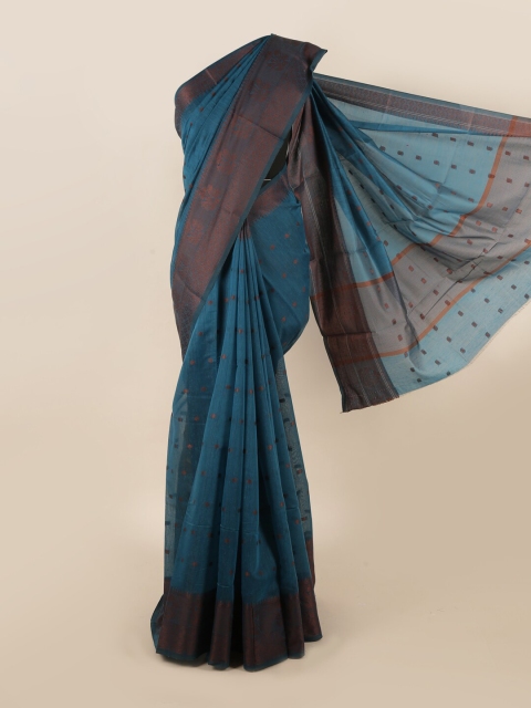 Pothys Blue & Tan Ethnic Motifs Saree