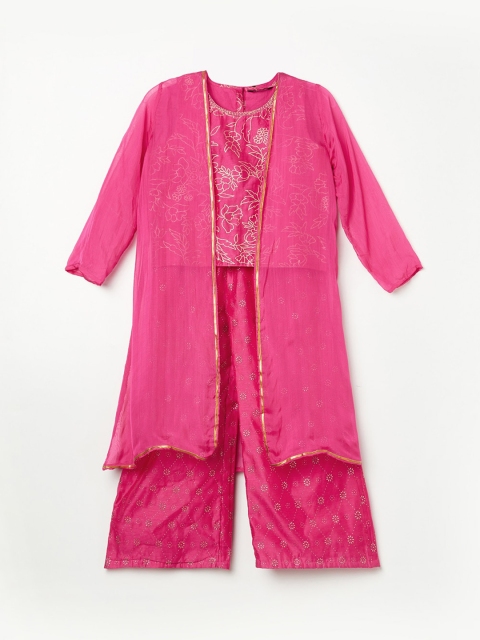 Melange by Lifestyle Girls Fuchsia Ethnic Motifs Printed Layered Pure Cotton Kurta with Palazzos
Melange by Lifestyle Girls Fuchsia Ethnic Motifs Printed Layered Pure Cotton Kurta with Palazzos