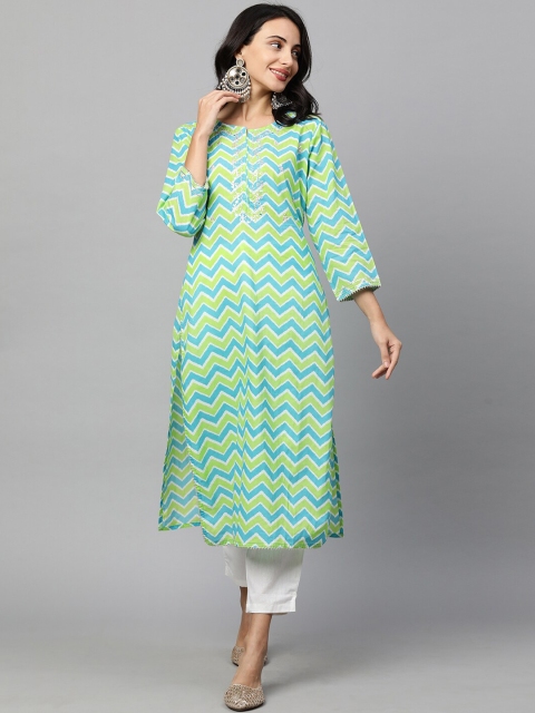 FASHOR Women Turquoise Blue Printed Regular Thread Work Pure Cotton Kurta with Trousers
FASHOR Women Turquoise Blue Printed Regular Thread Work Pure Cotton Kurta with Trousers