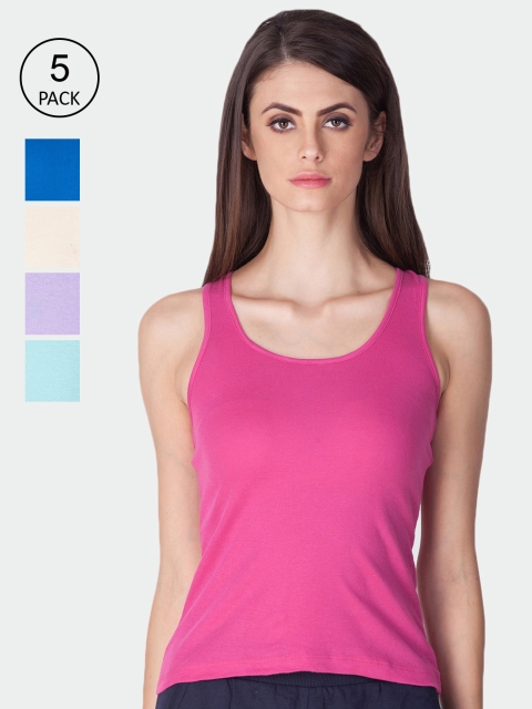 Lux Cozi Women Pack of 5 Assorted Racerback Cotton Camisoles