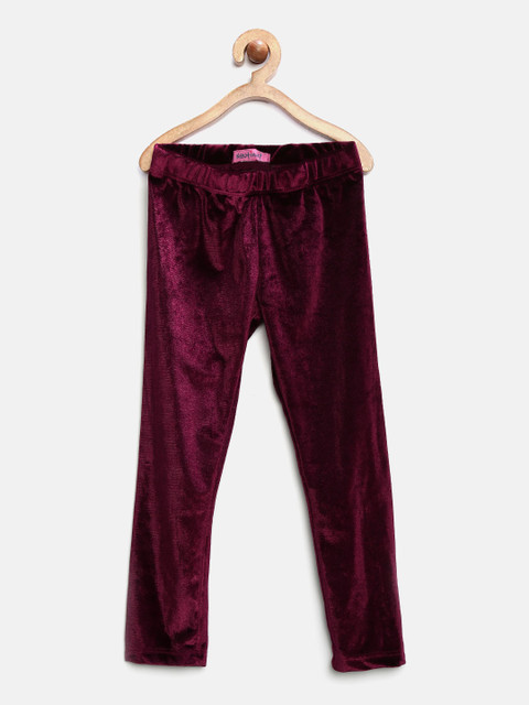 Nauti Nati Girls Burgundy Velvet Finish Leggings 
Nauti Nati Girls Burgundy Velvet Finish Leggings
