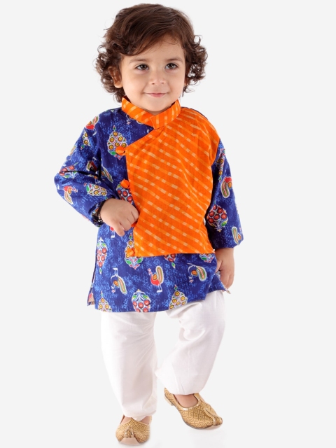 KID1 Boys Blue & Orange Ethnic Motifs Printed Angrakha Pure Cotton Kurta with Pyjamas
KID1 Boys Blue & Orange Ethnic Motifs Printed Angrakha Pure Cotton Kurta with Pyjamas