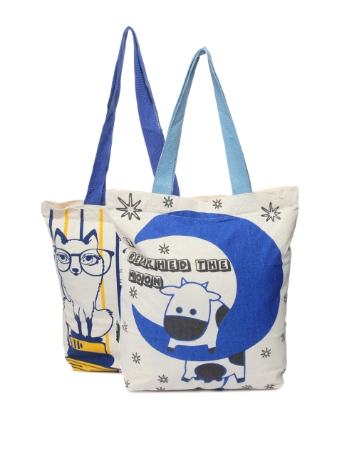 Kanvas Katha Set of 2 Printed Tote Bags, Yellow