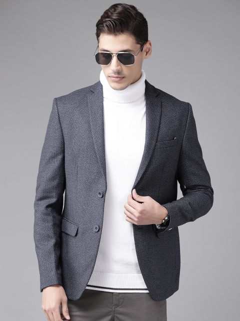 Blackberrys Men Blue & Grey Checked Single-Breasted Slim Fit Notched Blazer, Navy blue
Blackberrys Men Blue & Grey Checked Single-Breasted Slim Fit Notched Blazer, Navy blue