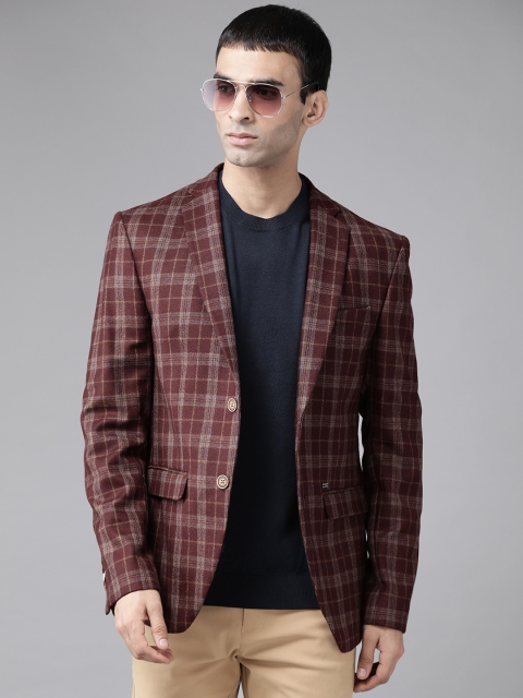 Blackberrys Men Maroon & Mustard Cotton Checked Single-Breasted Slim Fit Notched Blazer
Blackberrys Men Maroon & Mustard Cotton Checked Single-Breasted Slim Fit Notched Blazer