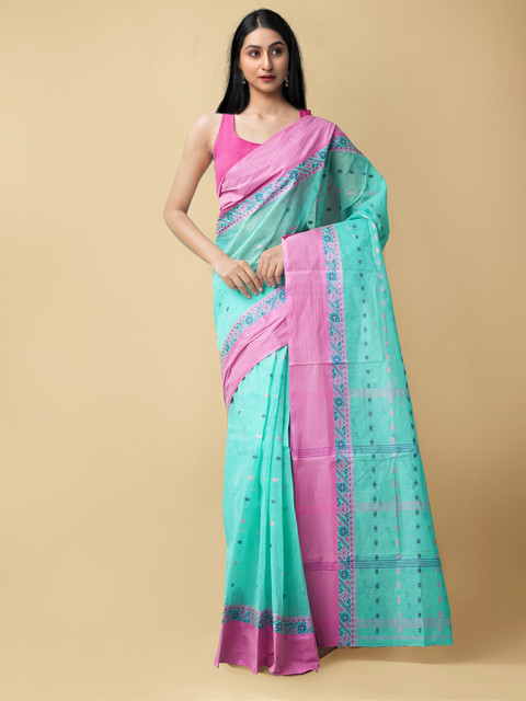 Unnati Silks Blue & Magenta Woven Design Pure Handloom Sustainable Bengal Tant Cotton Saree
Unnati Silks Blue & Magenta Woven Design Pure Handloom Sustainable Bengal Tant Cotton Saree