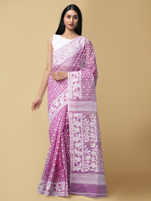 Unnati Silks Pink & White Floral Pure Handloom Sustainable Dhaka Jamdhani Bengal Tant Cotton Saree
Unnati Silks Pink & White Floral Pure Handloom Sustainable Dhaka Jamdhani Bengal Tant Cotton Saree