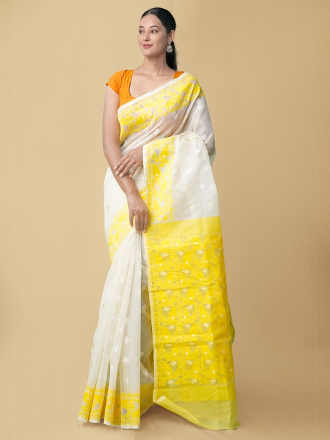 Unnati Silks Cream & Yellow Woven Design Pure Handloom Sustainable Dhaka Jamdhani Bengal Tant Cotton Saree
Unnati Silks Cream & Yellow Woven Design Pure Handloom Sustainable Dhaka Jamdhani Bengal Tant Cotton Saree