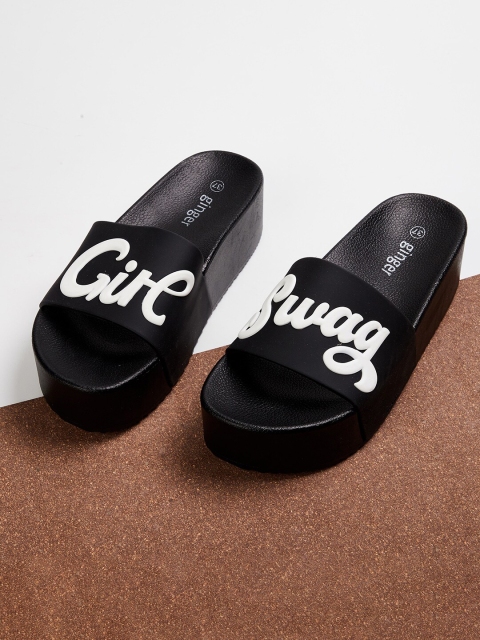Ginger by Lifestyle Women Black & White Printed Sliders