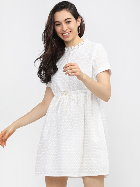 Tokyo Talkies Off White Embroidered Dress
