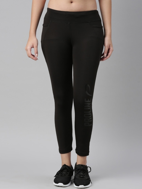 Proline Women Black Solid Skinny Fit Training & Gym Tights