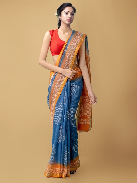 Unnati Silks Blue & Yellow Ethnic Motifs Hand Block Printed Zari Pure Cotton Kota Saree
Unnati Silks Blue & Yellow Ethnic Motifs Hand Block Printed Zari Pure Cotton Kota Saree