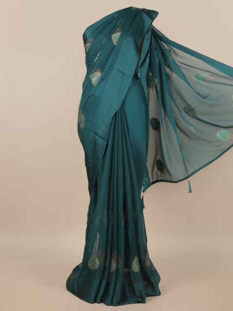 Pothys Teal Embellished Saree