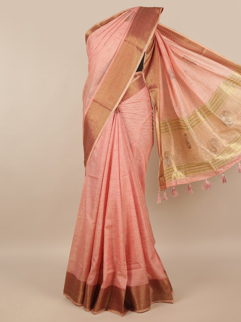 Pothys Pink & Gold-Toned Zari Saree 
Pothys Pink & Gold-Toned Zari Saree