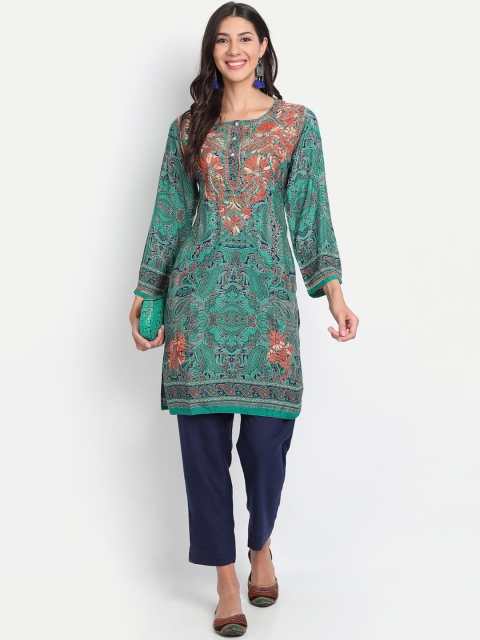 HOUSE OF KARI Women Green & Red Floral Embroidered Chikankari Floral Kurta
HOUSE OF KARI Women Green & Red Floral Embroidered Chikankari Floral Kurta