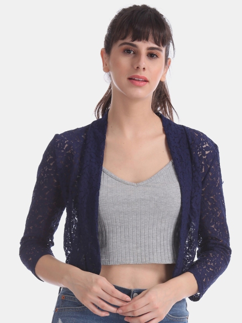 Sugr Women Blue Crop Shrug