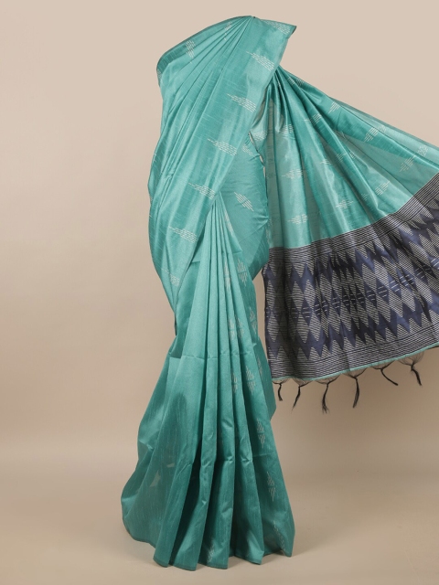 Pothys Blue Cotton Blend Saree