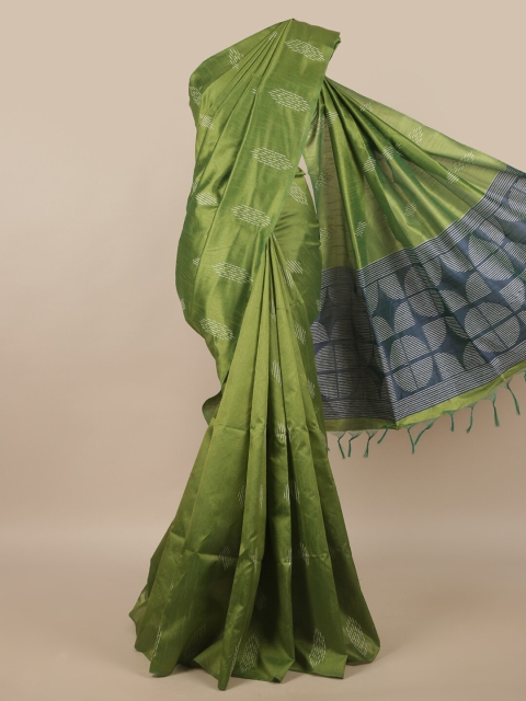 Pothys Green & White Printed Saree