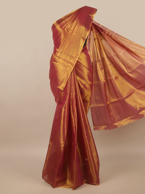 Pothys Rust Red Solid Saree