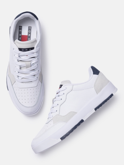 Tommy Hilfiger Men White Leather Sneakers