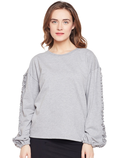 Club York Women Grey Fleece Sweatshirt