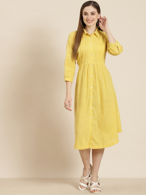 Juniper Yellow Shirt Collar Bishop Sleeves Gathered or Pleated Cotton Fit & Flare Dress
Juniper Yellow Shirt Collar Bishop Sleeves Gathered or Pleated Cotton Fit & Flare Dress