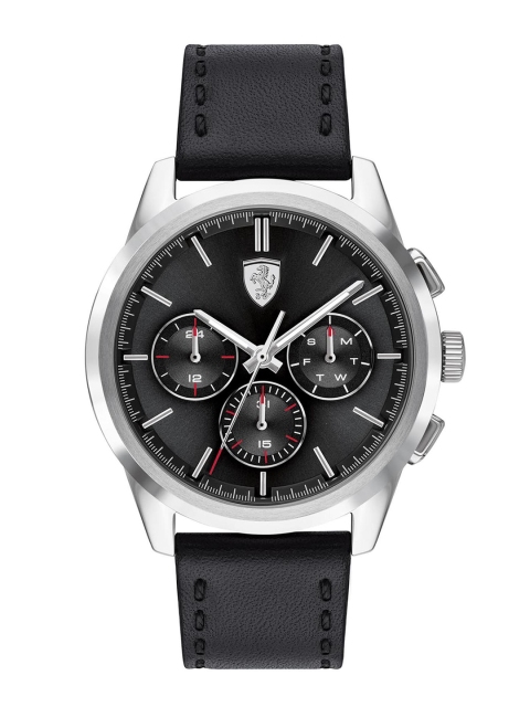 SCUDERIA FERRARI Men Black Brass Embellished Dial & Black Leather Textured Straps Analogue Multi Function Watch
SCUDERIA FERRARI Men Black Brass Embellished Dial & Black Leather Textured Straps Analogue Multi Function Watch