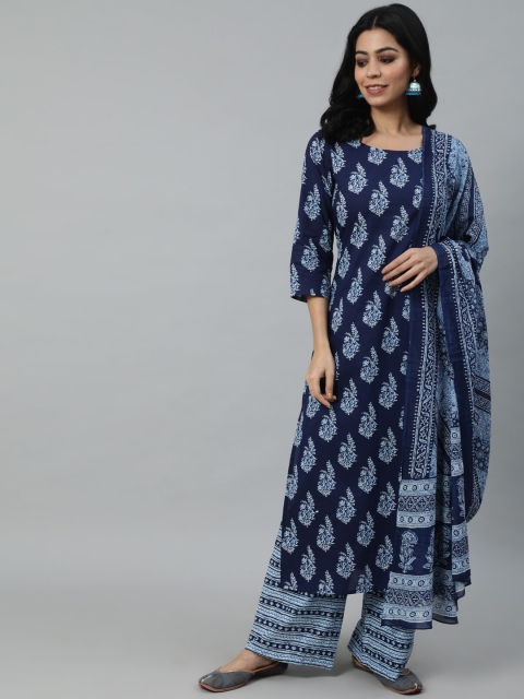 Nayo Women Navy Blue Ethnic Motifs Printed Pure Cotton Kurta with Trousers & With Dupatta
Nayo Women Navy Blue Ethnic Motifs Printed Pure Cotton Kurta with Trousers & With Dupatta