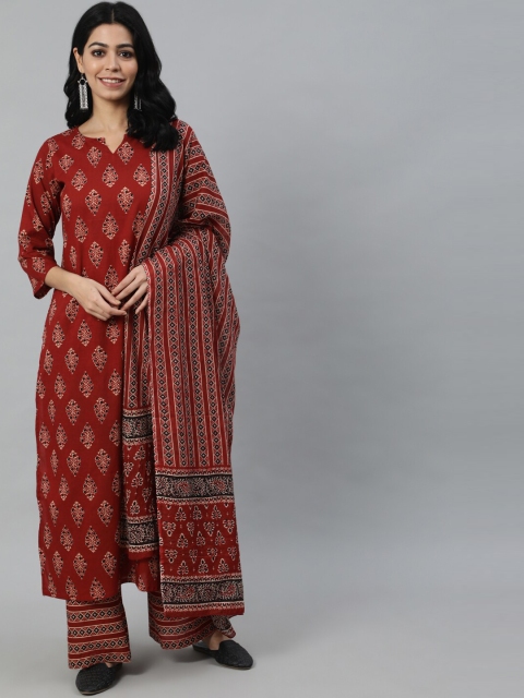 Nayo Women Maroon Ethnic Motifs Printed Pure Cotton Kurta with Palazzos & With Dupatta
Nayo Women Maroon Ethnic Motifs Printed Pure Cotton Kurta with Palazzos & With Dupatta