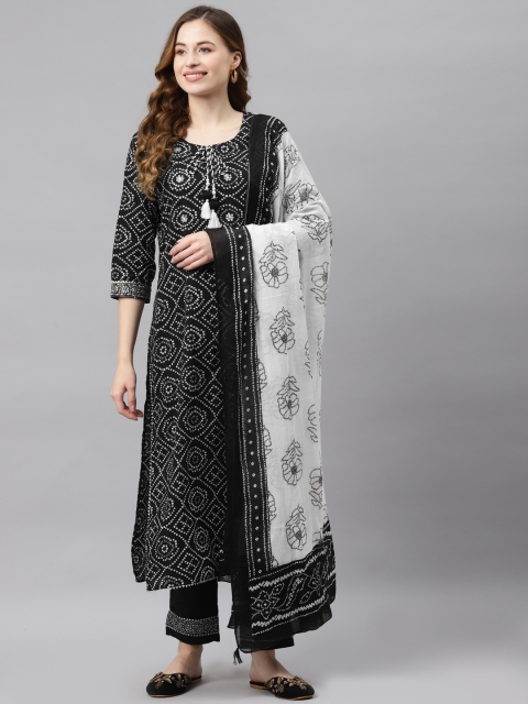 Readiprint Fashions Women Black & White Cotton Bandhani Print Zari Work Festive Kurta Set
Readiprint Fashions Women Black & White Cotton Bandhani Print Zari Work Festive Kurta Set
