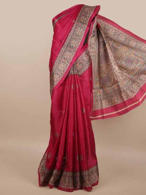 Pothys Pink & Blue Floral Saree