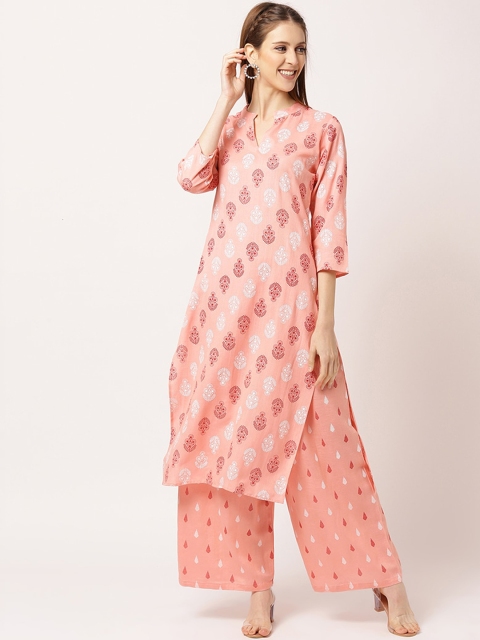 THE NKS PLUS Women Peach-Coloured Ethnic Motifs Printed Pure Cotton Kurta with Trousers
THE NKS PLUS Women Peach-Coloured Ethnic Motifs Printed Pure Cotton Kurta with Trousers