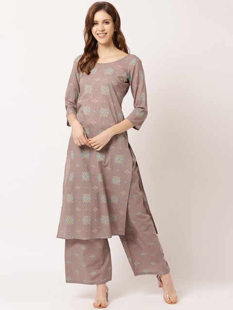THE NKS PLUS Women Taupe Ethnic Motifs Printed Pure Cotton Kurta with Palazzos
THE NKS PLUS Women Taupe Ethnic Motifs Printed Pure Cotton Kurta with Palazzos