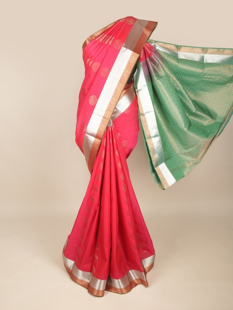 Pothys Red & Green Ethnic Motifs Zari Art Silk Saree