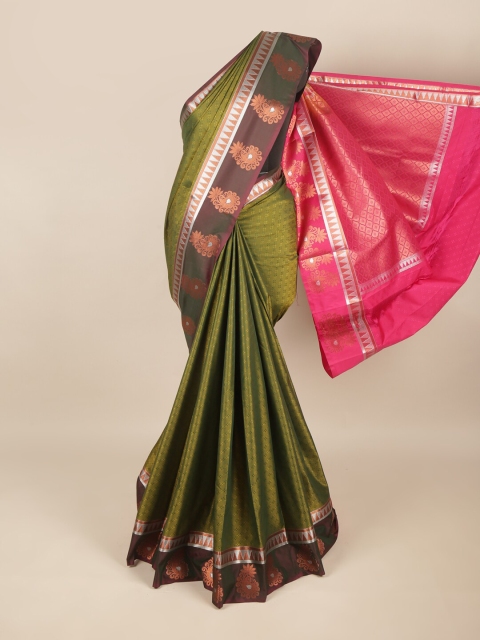 Pothys Green & Pink Ethnic Motifs Art Silk Saree