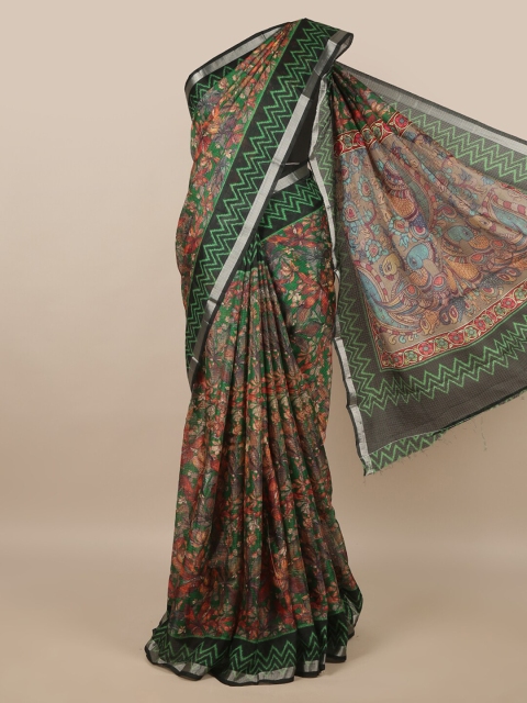 Pothys Green & Black Floral Saree