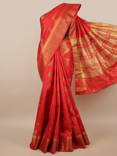 Pothys Red & Gold-Toned Woven Design Zari Jute Silk Saree 
Pothys Red & Gold-Toned Woven Design Zari Jute Silk Saree