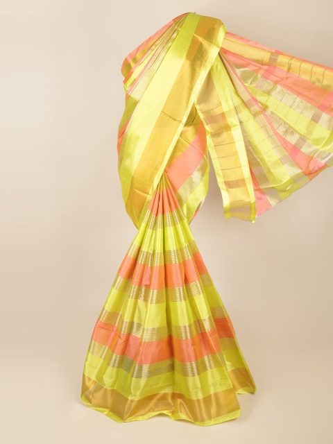 Pothys Green & Gold Striped Saree