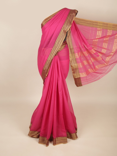 Pothys Pink & Brown Zari Saree