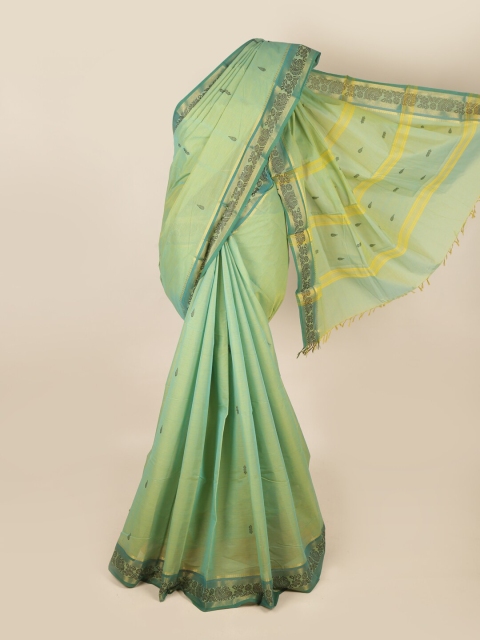 Pothys Green & Gold-Toned Ethnic Motifs Zari Saree