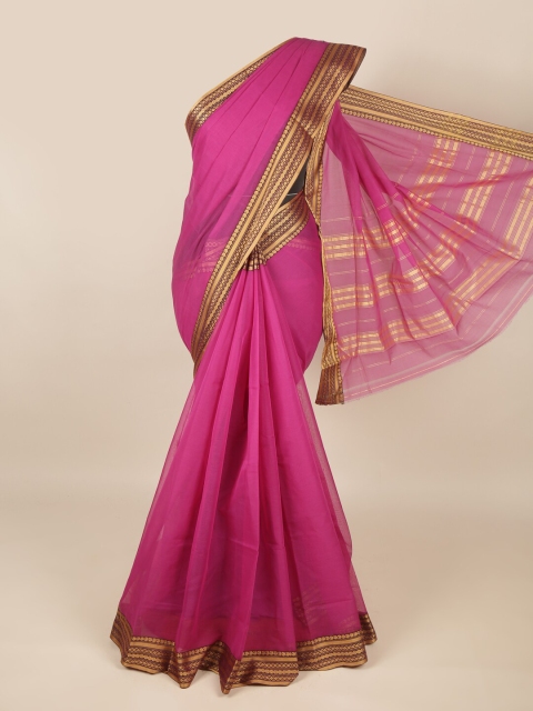Pothys Magenta & Gold-Toned Zari Saree