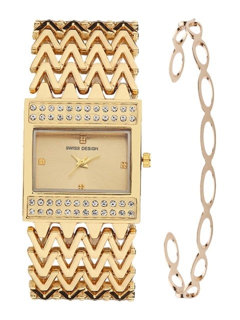 Swiss Design Women Watch Gift, Gold