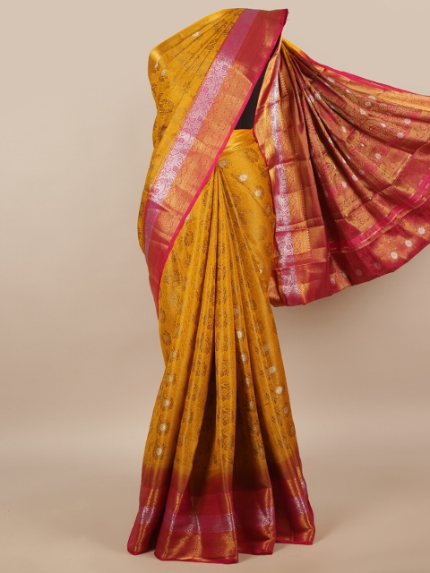 Pothys Mustard & Pink Woven Design Jute Silk Saree