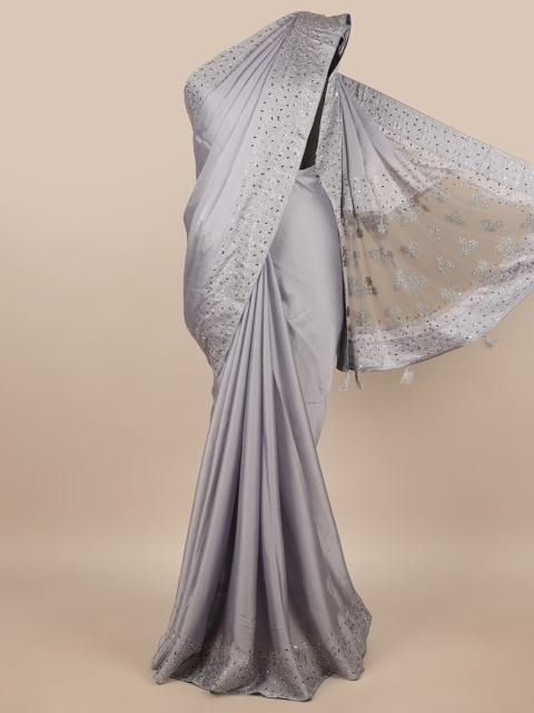 Pothys Grey Chiffon Saree