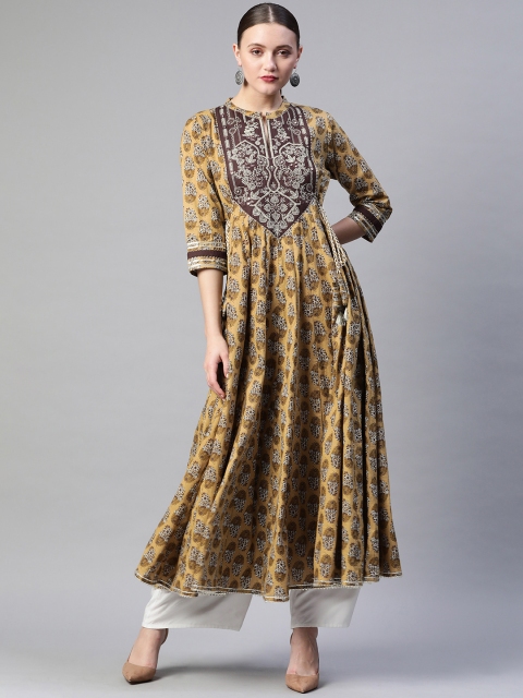 Readiprint Fashions Mustard Yellow & Coffee Brown Batik Print Cotton Zari Anarkali Kurta
Readiprint Fashions Mustard Yellow & Coffee Brown Batik Print Cotton Zari Anarkali Kurta
